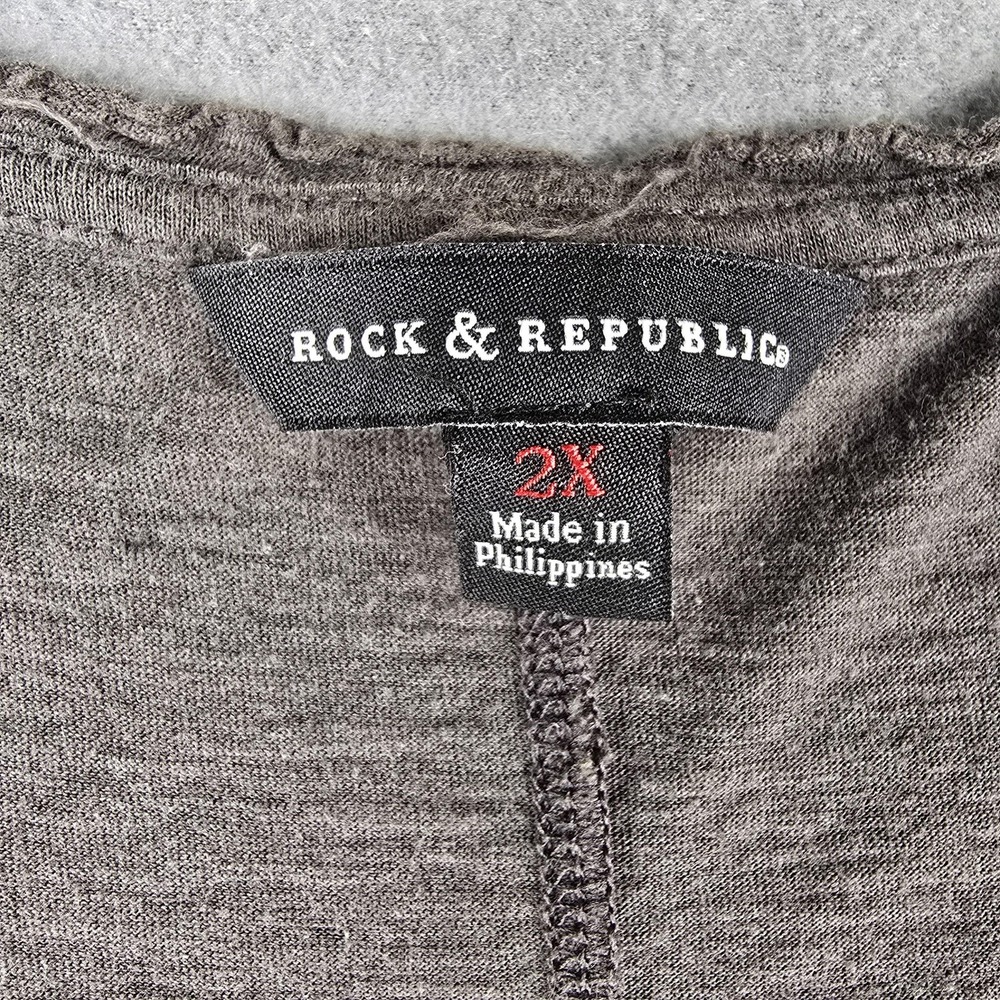 Rock & Republic Shirt Womens‎ 2XL Gray Skull Rhinestone Tank Top Sleeveless Punk - Picture 4 of 6